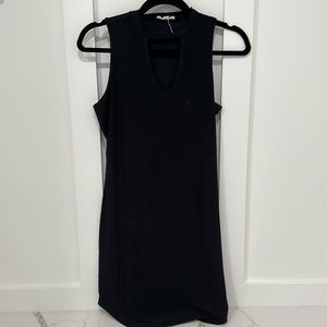 Form fitting dress. Unique neck line